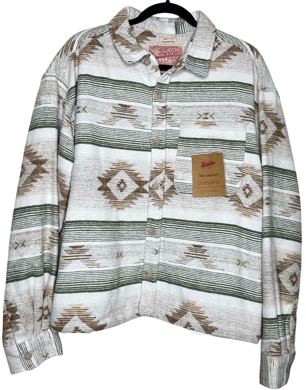 Brooklyn Aztec Western Tribal Shirt Jacket Button Up Shacket Size Large NWT